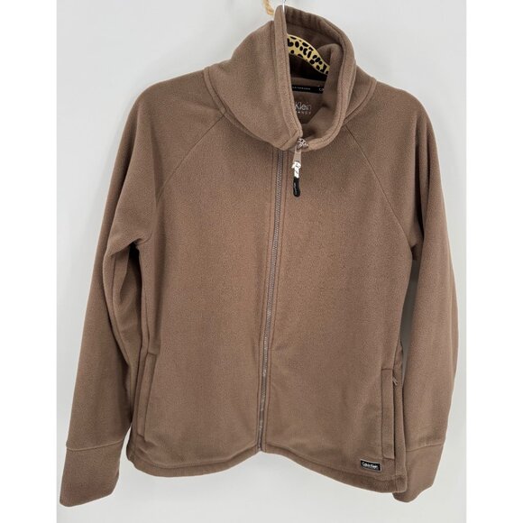 Calvin Klein Performance Women's Brown Active Tech Fleece Mock-Neck Jacket - Picture 2 of 10